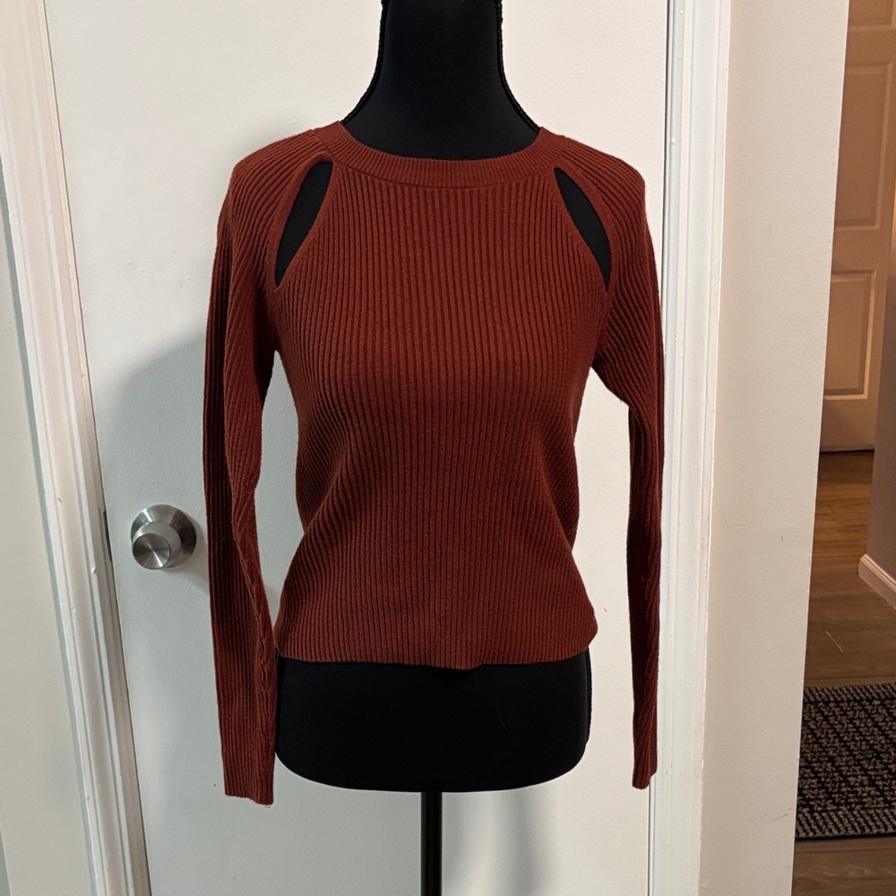 Old Navy Brown Cut Put Knit Sweater Small
